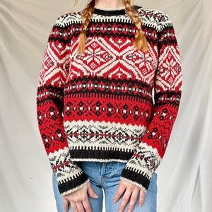 Vintage 1990's Multicolored Fair Isle Knit Crewneck Sweater